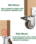 Side Mount L Shaped Plate 2 Inch Rubber Casters Set Of 4 With 2 Swivel And 2 Brakes Heavy Duty Low Profile Casters for furniture use