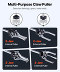 Multi-purpose claw puller with 2-jaw and 3-jaw options for internal and external use, part of the 9-Way Slide Hammer Puller Set