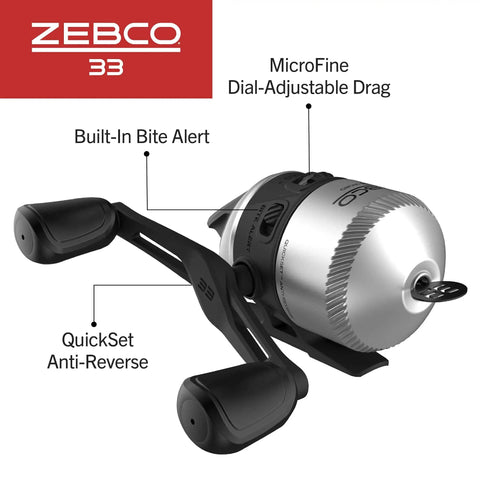 Go-To Micro Spincast Fishing Reel Size 10 With Changeable Right Or Left Retrieve, Built In Bite Alert, Durable All Metal Gears, Silver Black