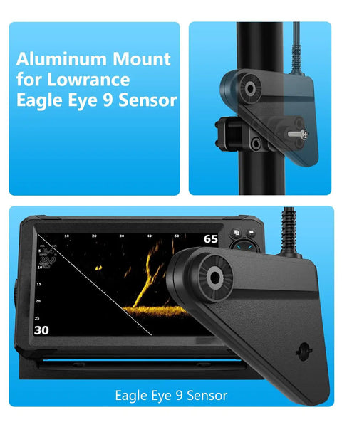 Heavy Duty Aluminum Mount For Lowrance Eagle Eye Nine Sensor on PVC rod with marine setup