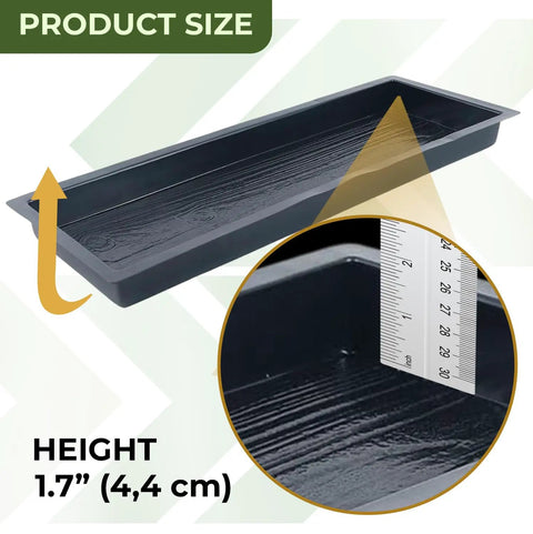 Close-up of DIY Wooden Paver Molds Kit, 2 Pack Concrete Paver Molds showing size and height details, 4.4 cm depth.
