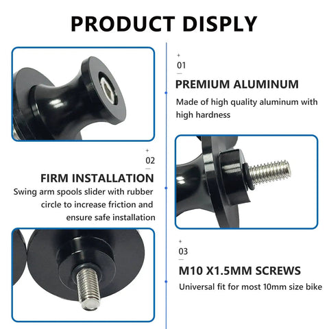 2 Pack M10 X1.5 Swing Arm Spools Sliders CNC Aluminum For Kawasaki Ninja 250 300 Versys with aluminum construction