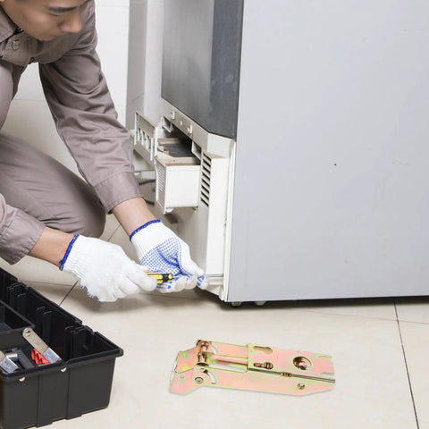 Technician installing Heavy Duty Freezer Hinge Set With Spring And Outer Shell Cover For Commercial Refrigerators And Cold Storage Doors