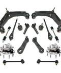 Beefed Up 16 Piece Front And Rear Suspension Kit With Wheel Hub And Bearing Tie Rod Ends Upper Control Arm Lower Ball Joints Sway Bar Links Idler And Pitman Arm For Chevrolet Suburban 2500 2001 2006 4WD And Hummer H2 2003 2007 8 Lug components