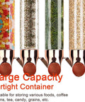 Heavy Duty Wall Mounted Cereal Dispenser Pair Black Commercial Bulk Storage Jars For Kitchen Pantry showcasing large capacity with various dry foods.