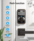 Smart Fingerprint Door Lock With Keypad And Dual Handles, No Keys Needed, Keyless Entry, Auto Lock, Anti Peeping Password on door