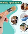 Super Slick Three Piece Chalk Wax Paint Brush Set For Furniture Makeovers showing brush for windows and tight spaces.