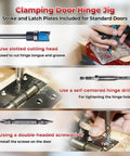 Adjustable Aluminum Door Hinge Mortise Jig Kit With Dual Clamps, slotted cutting head, hinge drill, screwdriver usage