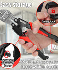 Beefy 3 Piece Bolt Cutter Set With 14 Inch Heavy Duty Bolt Cutter 8 Inch Mini Cutter And 8 Inch Wire Rope Cutter Ergonomic Handles For Easy Leverage When Cutting Locks Chains Iron Wire Carrying Case Included showing safety lock