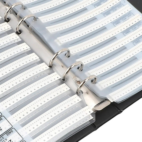 Capacitor Sample Kit For Engineers And Students, 84 Value Types With 50 Pieces Each, Total 4200 Capacitors, Ceramic Caps Book Featuring COG X7R X5R Dielectrics, Clear ID Labels, Perfect For Projects, Labs, And Classrooms. Ceramic capacitor sample book in ring binder with labeled pages