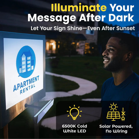 Adjustable Solar Sign Lights Outdoor Black LED Floodlight For House Numbers Real Estate Curb Appeal Crisp Cool White Beam IP65 Weatherproof Dusk To Dawn Sensor Hits Hard At Night