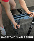 Nordic Curl Strap Heavy Duty Leg Curl Attachment With Easy 10 Second Setup being attached to a gym bench