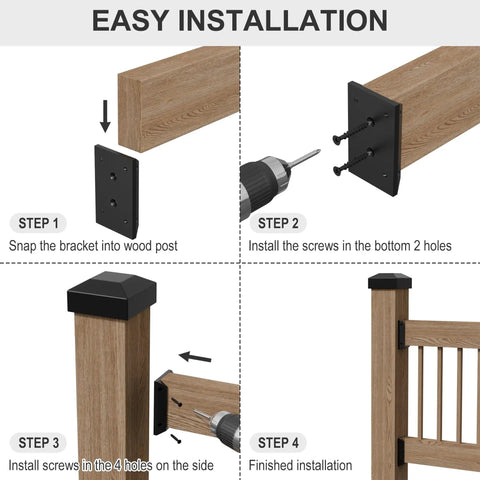 Deck Railing Bracket Connectors 20 Pack For 2x4 Posts For Wooden Deck Or Handrail Railing Posts Durable Nylon Fiber installation guide