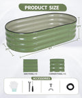 Galvanized Steel Raised Garden Beds Kit Outdoor Two Piece Planter Box Set With Gloves Safe Edge Design Easy Assembly Great For Vegetables Flowers And Herbs 4x2x1Ft Green with included accessories