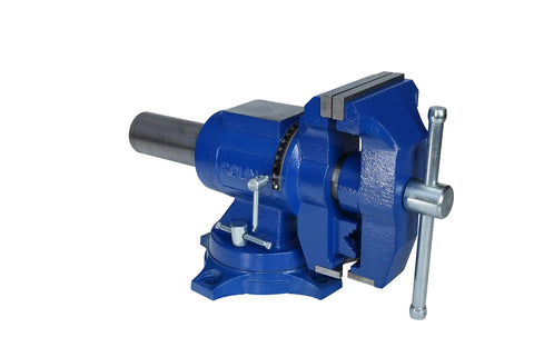 Blue 5 Inch Multi Function Vise With Anvil, heavy duty, with 360 degree swivel base, durable iron construction, for woodworking and metalworking