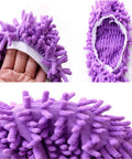 Ultra Soft Microfiber Mop Slippers 5 Pairs 10 Pieces Washable Reusable Floor Cleaning Shoes Covers in purple chenille close-up