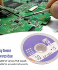 Pro Grade Desoldering Wick For PCB Repair 5m Red Copper Solder Wick shown with spool and PCB board usage
