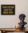 Custom Outdoor Metal Sign Make Your Own Personalized Sign Add Text Photo Or Logo For Office Home Bar Indoor Outdoor Use 8x12 Inches Weatherproof Finish With Multiple Colors And Fonts displayed on a tabletop.