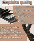 Close-up of high-quality go kart drive belt layers with abrasion-resistant nylon, neoprene rubber, and Aramid fiber details.