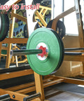 Red Plastic Barbell Self Locking Nuts 4 Pack Clasp Design Dumbbell Locking Nuts For Home Gym shown on weight bar