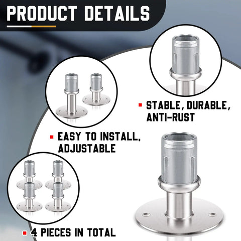 Adjustable Stainless Steel Flanged Feet For 1 5 8 Inch OD Tubing Round Base Furniture Feet Supports Height Adjustable