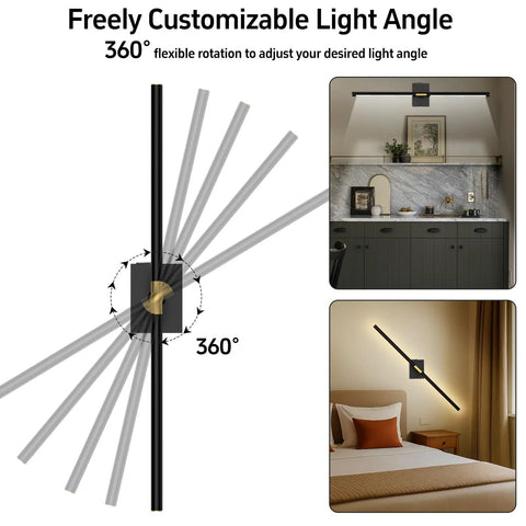 Cordless Battery Wall Sconces Set Of 2 Packed With 10000 Mah Power and Zero Wiring Hassle For Quick Setup and Sleek Matte Black Finish, 360° adjustable light angle.