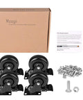 Moogiitools 3-inch PVC swivel caster wheels, set of 4 with dual-locking brakes and mounting plates, black