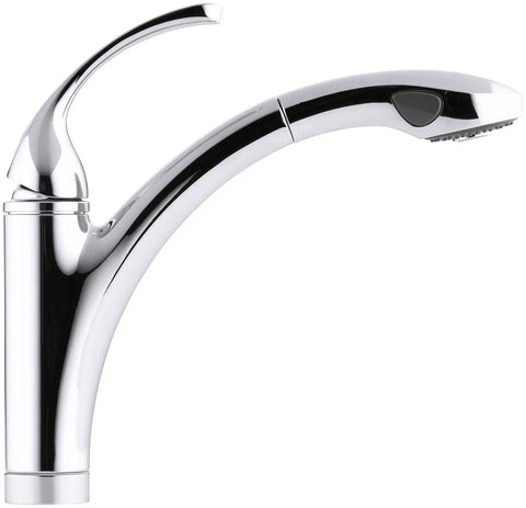 Forté Single-Hole Kitchen Faucet With 9-1/16 Inch Spout, Polished Chrome, side view showing sleek lever handle