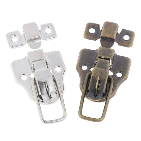 Two Pack Key Hasp Lock Set For Jewelry Boxes And Small Chests, Heavy Duty Iron Toggle Latch Buckle, Antique Metal Style
