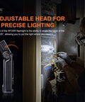 Electrician using WT25R 1000 Lumen Rechargeable Handheld Work Light With Pivoting 105 Degree Head, Magnetic Base in dark space