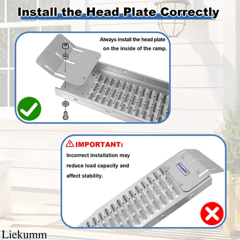 Heavy Duty 74 Inch Atv Ramps 2 Pack With Hella Secure Anti Slip Grip And Rock Solid Stability For Pickup Trucks Load Up Your Utv Or Trailer Without Any Sweat Today, installation instructions for the head plate.