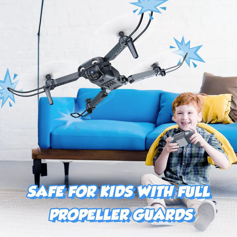 Awesome Beginner Friendly Drone With Camera For Kids And Adults 1080P HD RC Quadcopter flying near a boy indoors
