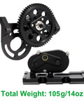 One Tenth RC Crawler Transmission With Thirty Percent Overdrive Transfer Case Forward Motor Mount Delrin Spur Gear Aluminum Alloy Upgrade For Axial SCX10 II Element Enduro LCG Chassis Cheater Rigs And DIY Projects, showing aluminum alloy components with Delrin spur gear.