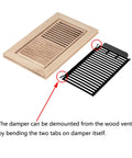 White Oak Floor Register 6x12 In Flush Mount Vent With Damper Unfinished Hardwood Floor HVAC Vent Cover For 3/4 In Thick Floors