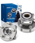 Two Front Wheel Bearing Hubs Kit For Subaru Forester Crosstrek Impreza XV Crosstrek Replacement Plug And Play Wheel Bearing And Hubs Assembly OEM Grade Quality DIY Friendly Smooth Ride Quieter Operation displayed with packaging box and hub close-up.