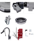 Honda Electric Start Kit Starter Motor With Flywheel Switch for GX240 8HP and GX270 9HP with components displayed