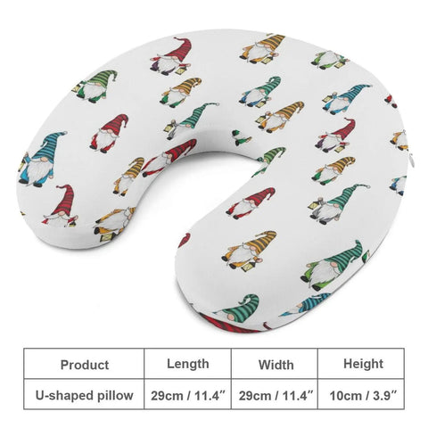Decorative U Shaped Travel Neck Pillow For Office, Train, Or Airplane Naps, Lightweight Reusable with Santa design.