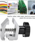 500N Push Pull Force Fixture Clamp For Tension Testing In Rubber And Paper, Heavy Duty, High Hardness Iron Alloy Clamp With Grippy Friction Grip For Accurate Tensile Strength Measurements, silver clamp with black knob