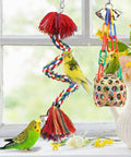 Colorful All In One Bird Toy Set With Rope Perch And Bell Foraging Chewing Shredding Toys For Parrots Conures Cockatiels Budgies Lovebirds Parakeets