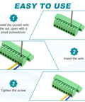Bulletproof Screw Terminal Block 12 Pin Connector 3.5MM Pitch Wiring Set For 24 To 12 AWG Cable With Tin Plated Brass Contacts installation steps.