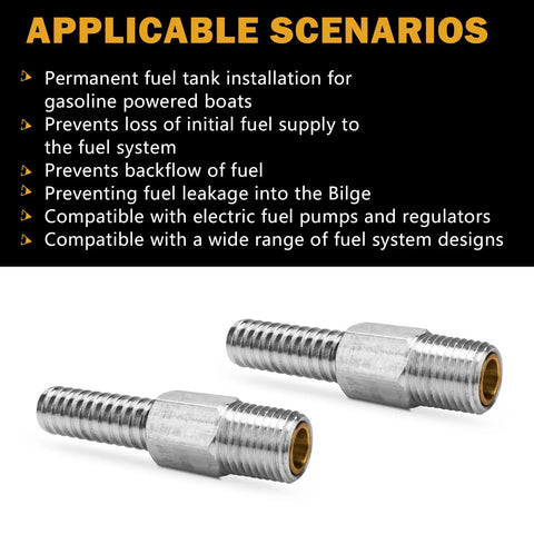 Marine Anti Siphon Valve Replacement For Boat Fuel Tank Pickup Tube With 1/4 Inch NPT And 3/8 Inch Hose Aluminum 2 Pack
