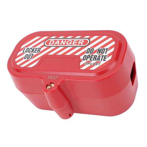 Heavy Duty Plug Lockout Box With Self Cylinder Design, Pro Grade PA And ABS Construction, red with danger label