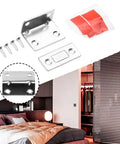 Invisible Magnetic Cabinet Latch No Drill No Hassle Install Door Catch Stainless Steel Silver 38x24mm in bedroom setting