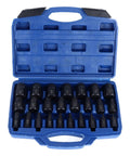 Open blue case displaying Beast 25 Piece Screw Extractor Set For Broken Screws And Bolts, alloy steel kit for varied sizes from 1/8 to 7/8 inch.