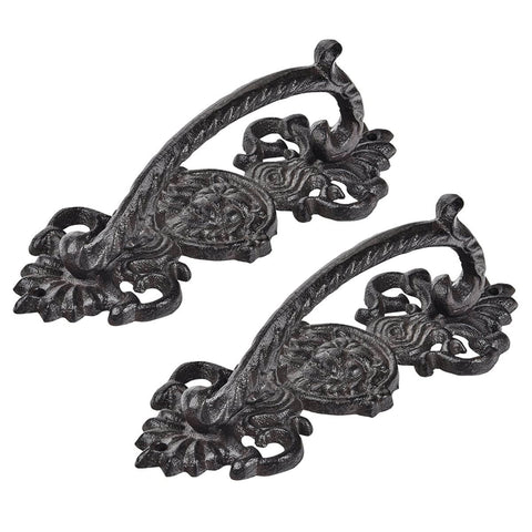 Solid Cast Iron Gate Handles Set 2 Pack Heavy Duty 8.7 Inch Long Barn Door Pulls for fence gates and cabinets, rustic farmhouse decor.