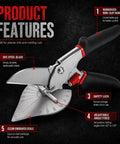 Adjustable 45 To 135 Degree Miter Shears For Wood Trim Molding, Quarter Round Cutting Tool, PVC Pipe Cutter With Spare SK5 Blades with rubber grip
