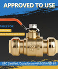 Three Quarter Inch Push To Connect Ball Valve Pack Of 5, No Tools Needed, Full Port Water Shut Off Valve With Disconnect Clip, Push Fit