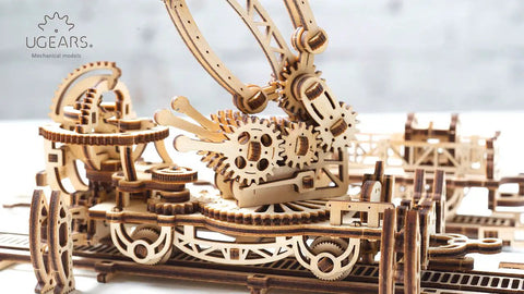 Rail Mounted Mechanical Claw Wooden Model Kit 3D Puzzle Assembly For Teens And Adults A Brain Teaser With Moving Levers On A Full Scale Rail Platform Detailed Construction Guide And Hands On Educational Fun, laser-cut plywood