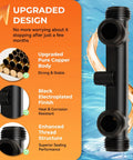 Brass sensor valve WP596816 with black coating for hot-water recirculating pumps; includes 2×12" lines and 2 fittings