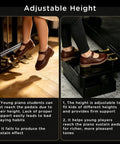 Adjustable Piano Pedal Extender for Students with Stabilizer on upright piano increasing height for young players' posture